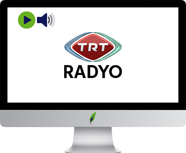 Afbeelding computerscherm met logo radiozender TRT Radyo-1 - Turkije - in kleur op transparante achtergrond - 600 * 496 pixels
